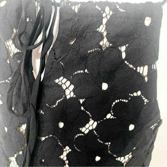 Anthropologie Liv Los Angeles Black Eyelet Floral Lace Boho Halter Top Small - Picture 6 of 9